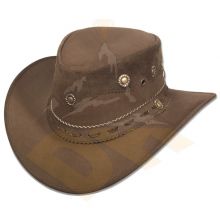 D-Brown Pull Up Leather Hat